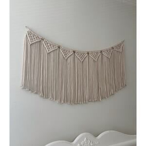 Tan Beige Bohemian Style Macrame Woven Wall Hanging Decor